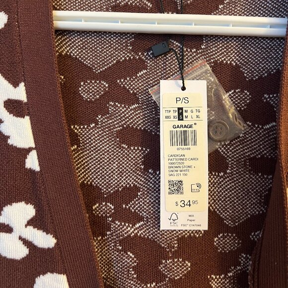 Brown Flower Patterned T-shirt Cardi - Picture 4 of 4